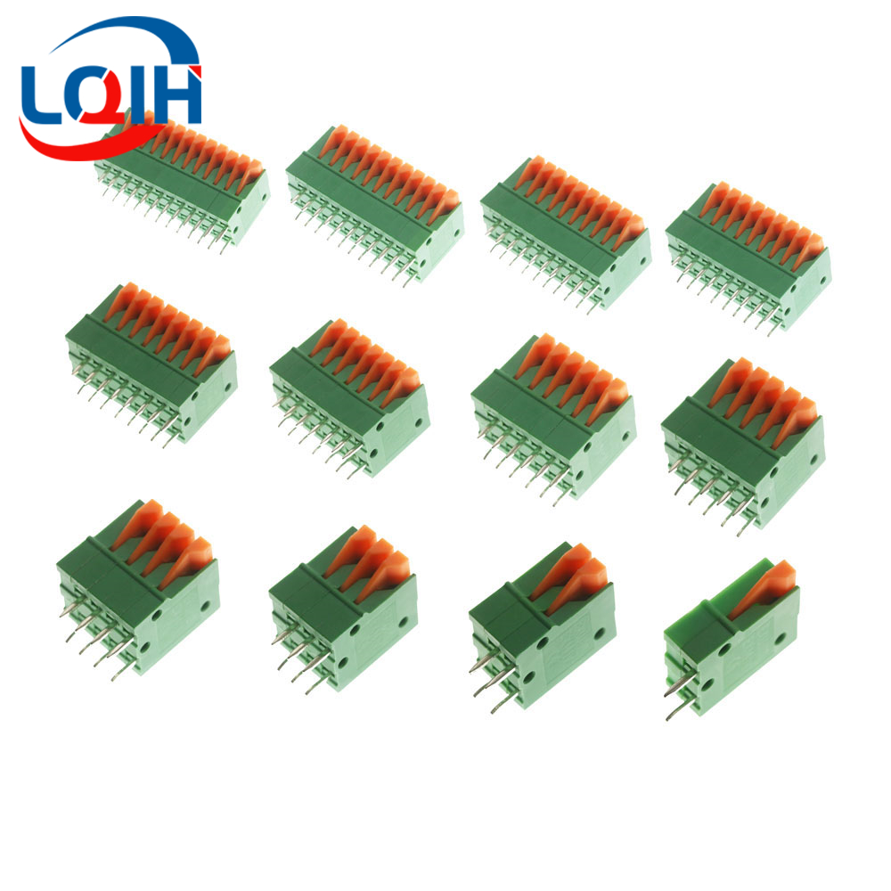Push Fit Connector - Kf141vプッシュインスプリングスクリューレスターミナルブロック、PCBピッチ、ストレートフット、1、2、3、4、5、6、7、8、9、10、11、12p、10個、2.54mmコネクタ